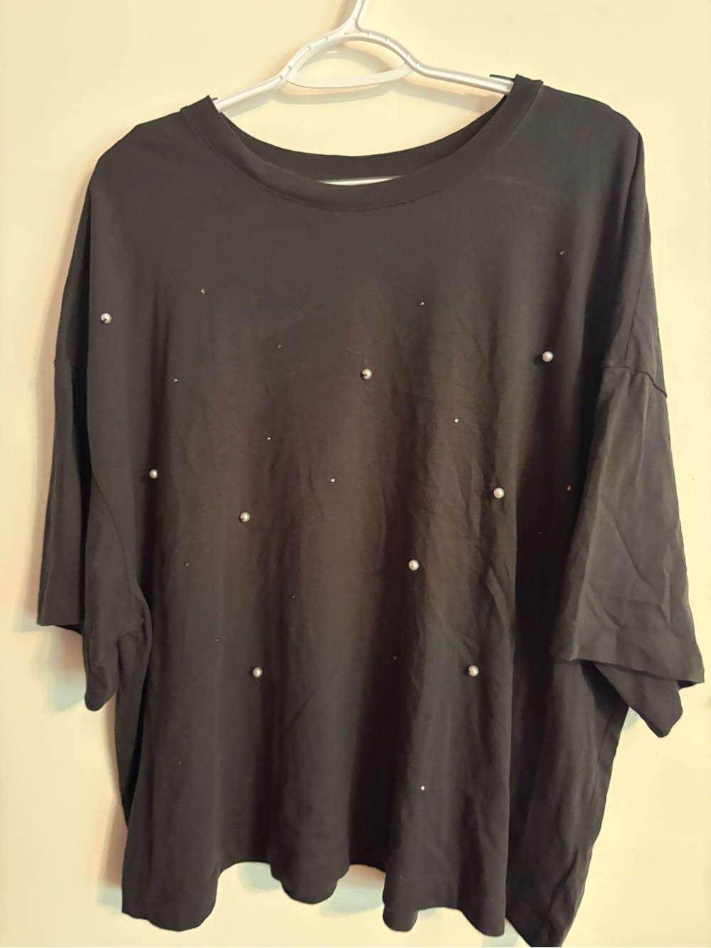 Old Navy Black Short-Sleeve Tee with Pearl Accents